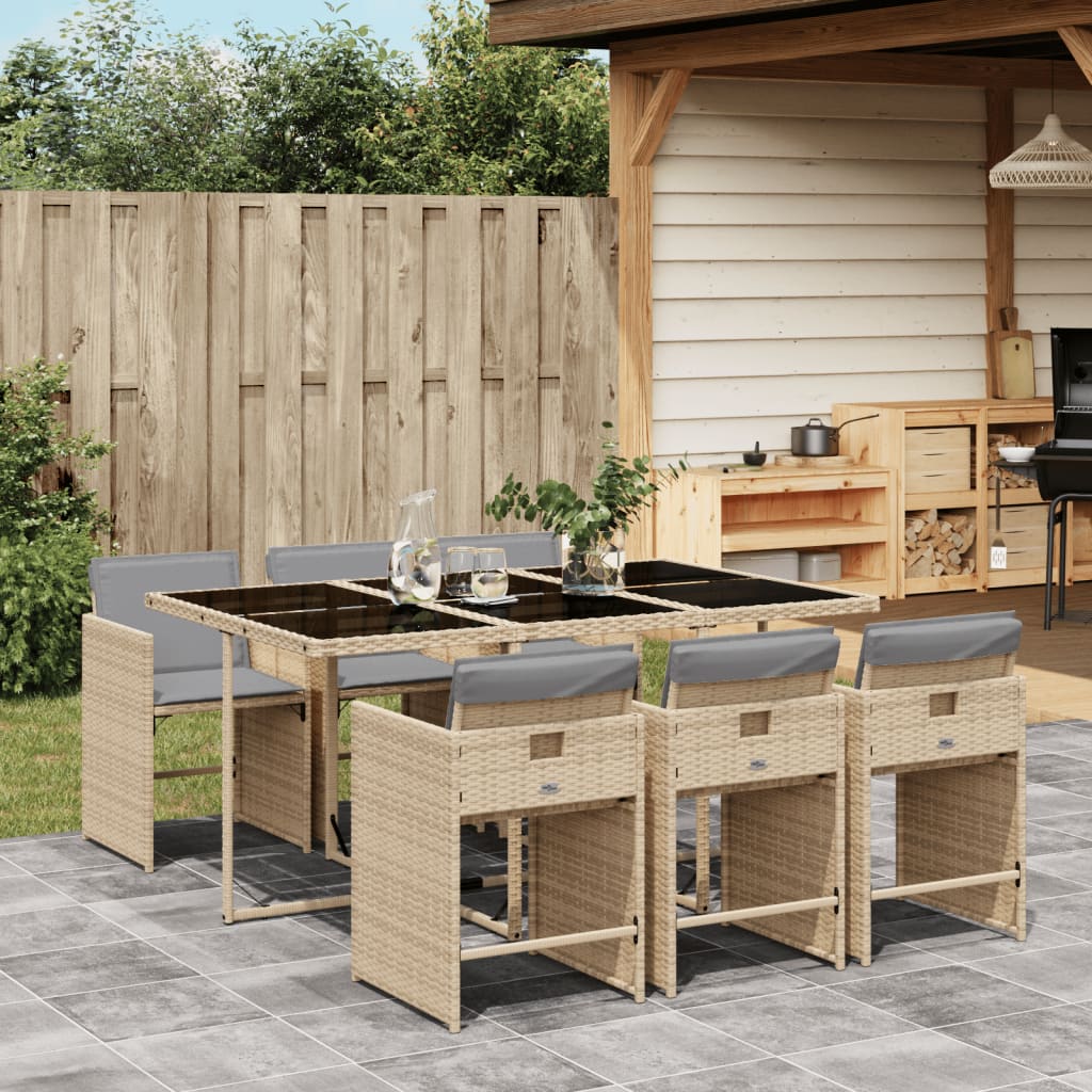 vidaXL 5-delige Tuinset met kussens poly rattan zwart