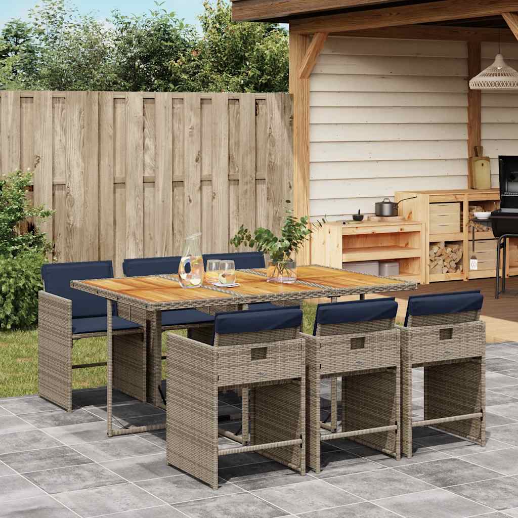 vidaXL 5-delige tuinset met kussens, grijs polyrotan