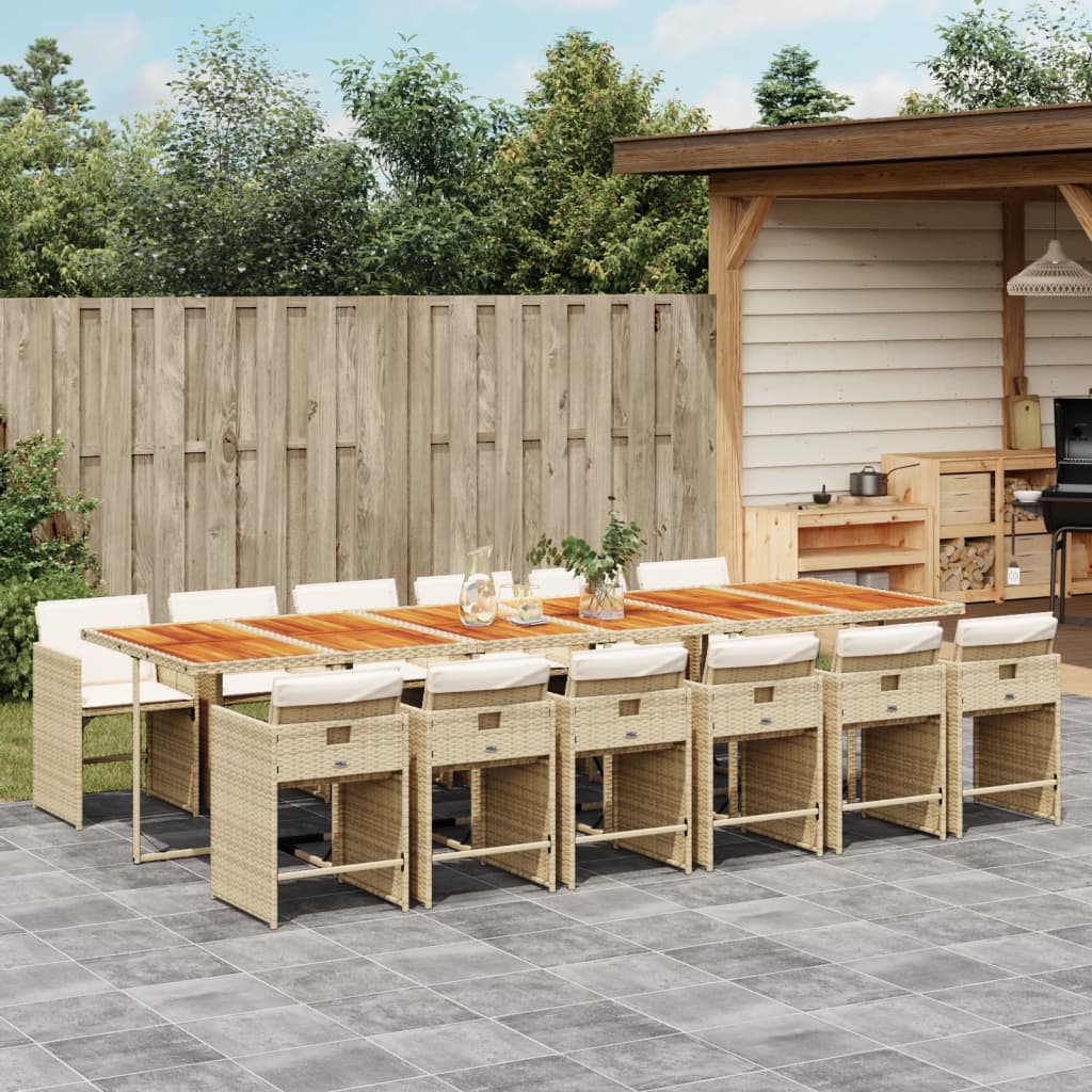 vidaXL 5-delige Tuinset met kussens poly rattan zwart