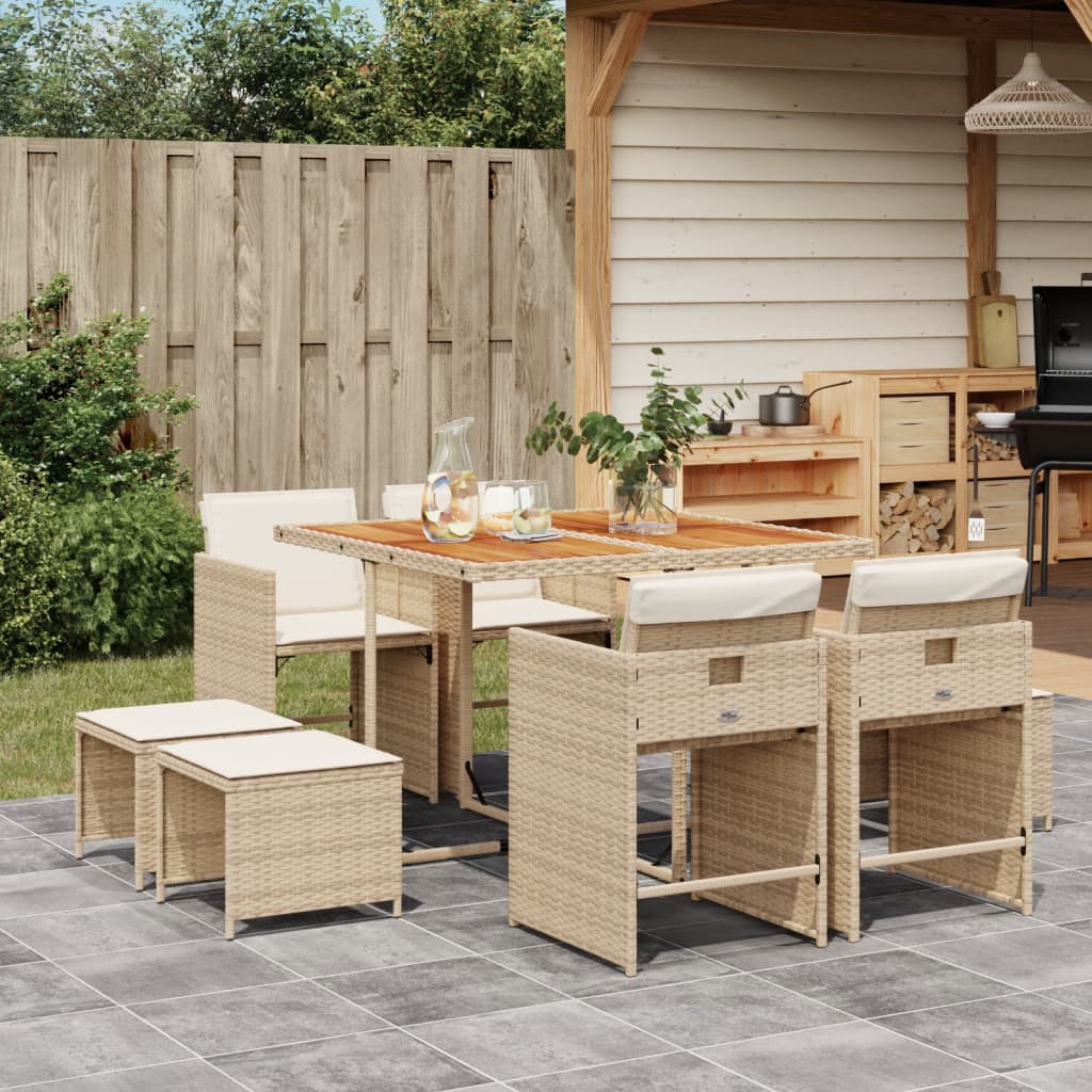 vidaXL 9-delige Tuinset poly rattan zwart