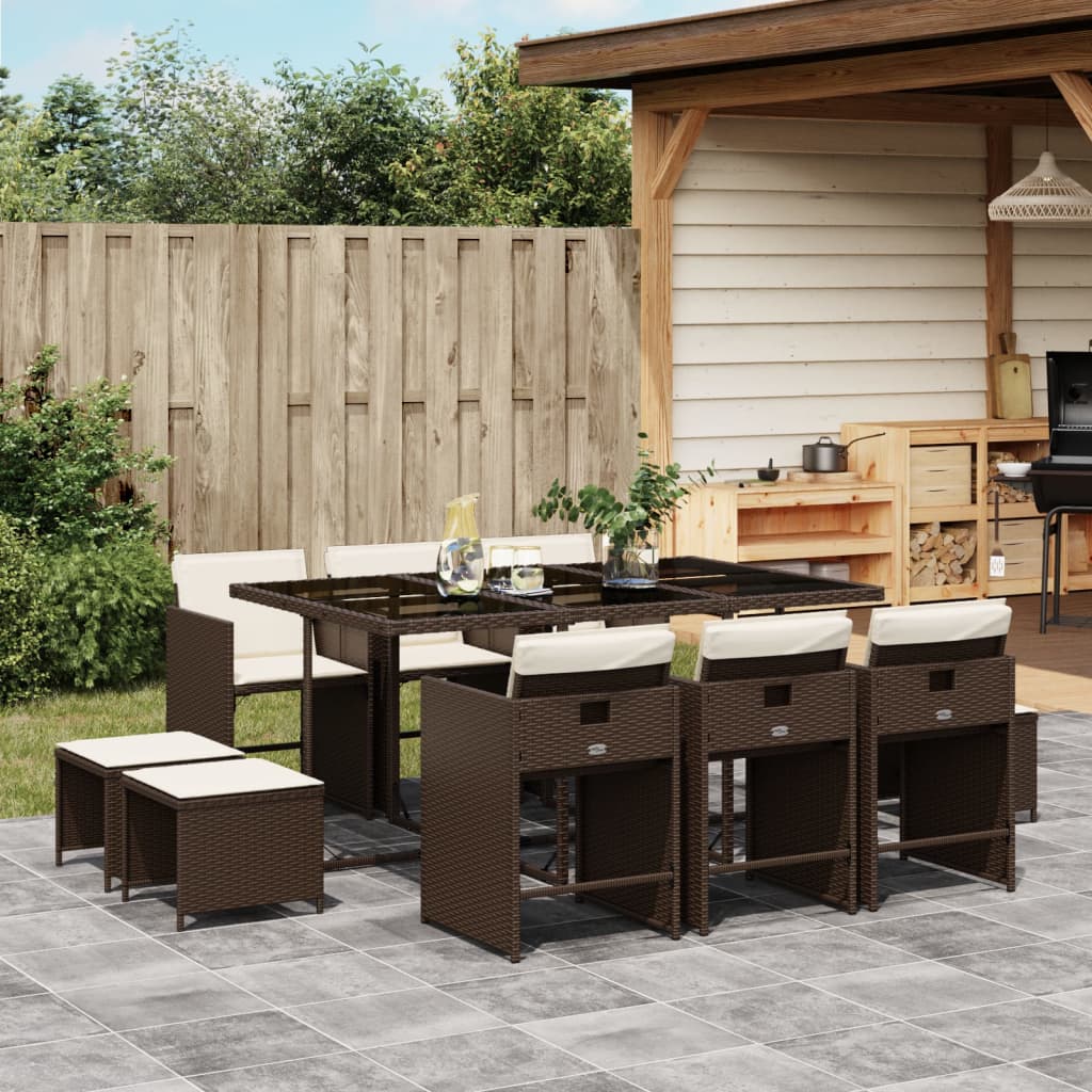 vidaXL 9-delige Tuinset poly rattan zwart