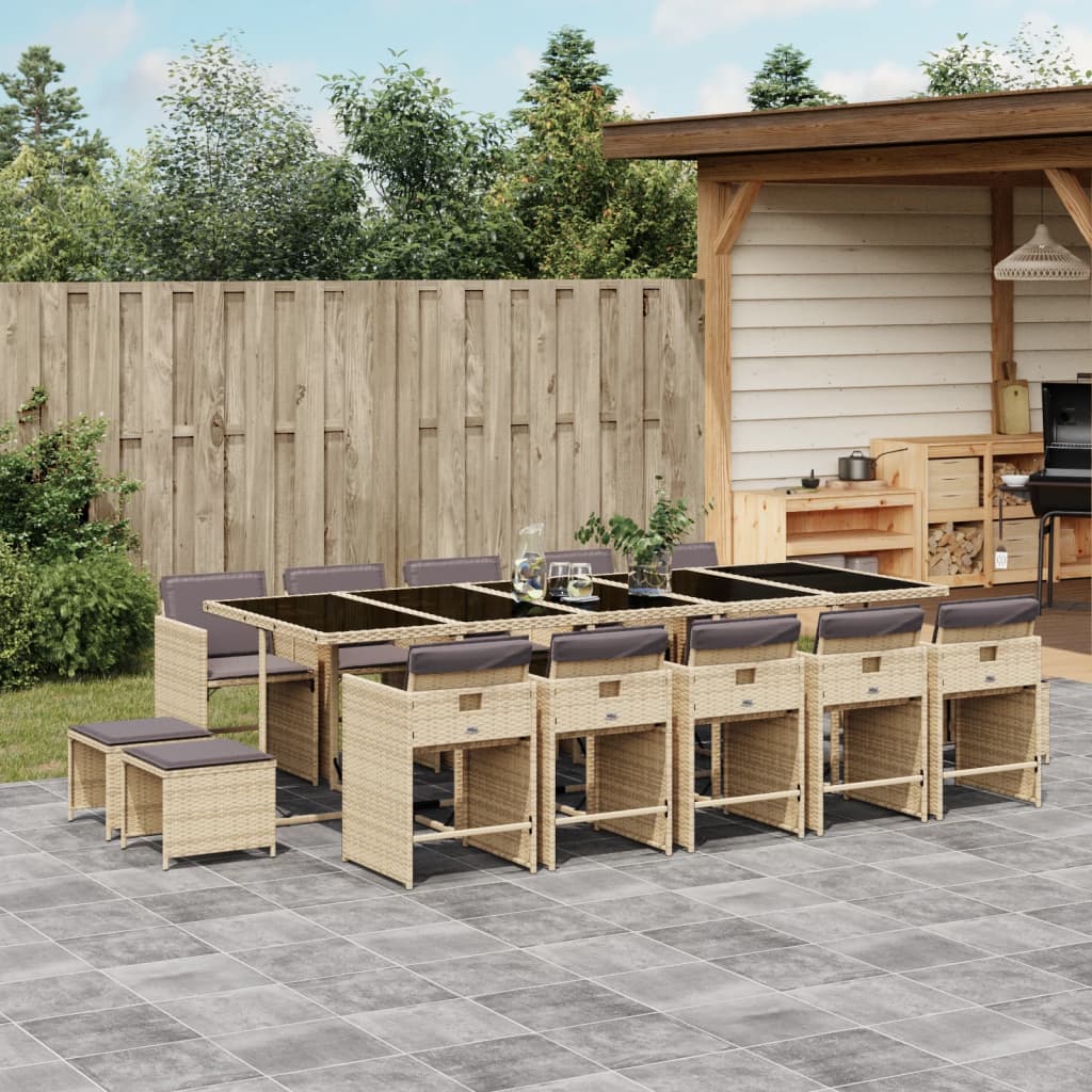 vidaXL 9-delige Tuinset poly rattan zwart