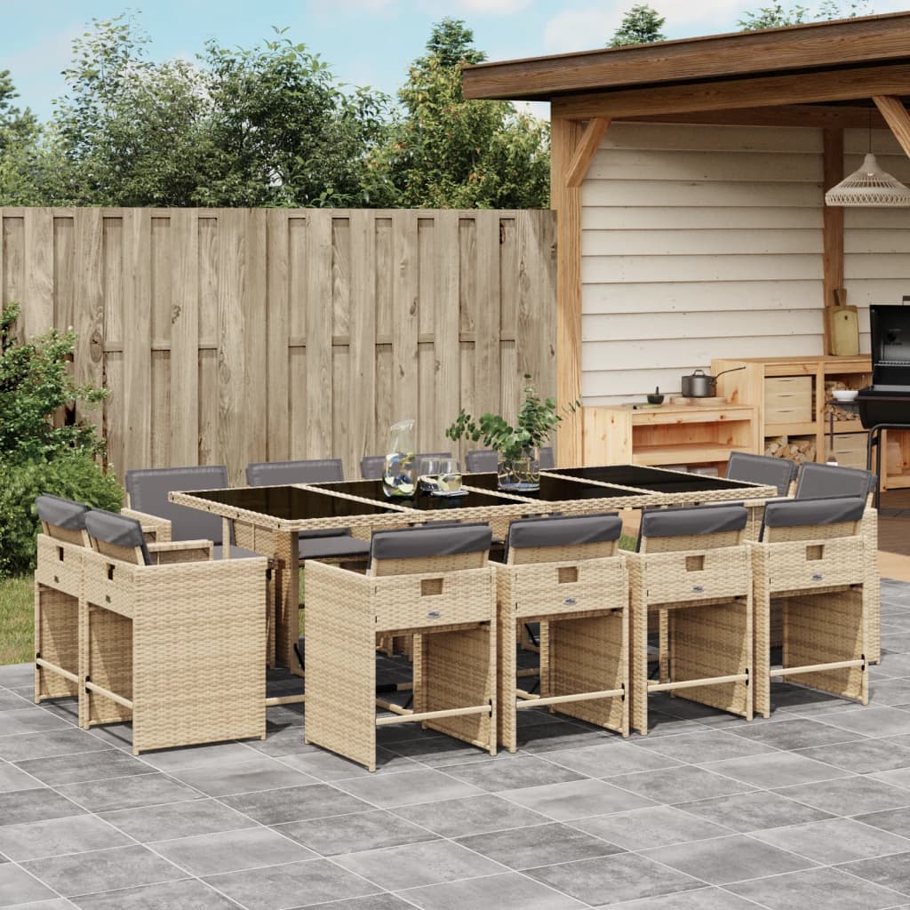 vidaXL 9-delige Tuinset poly rattan zwart