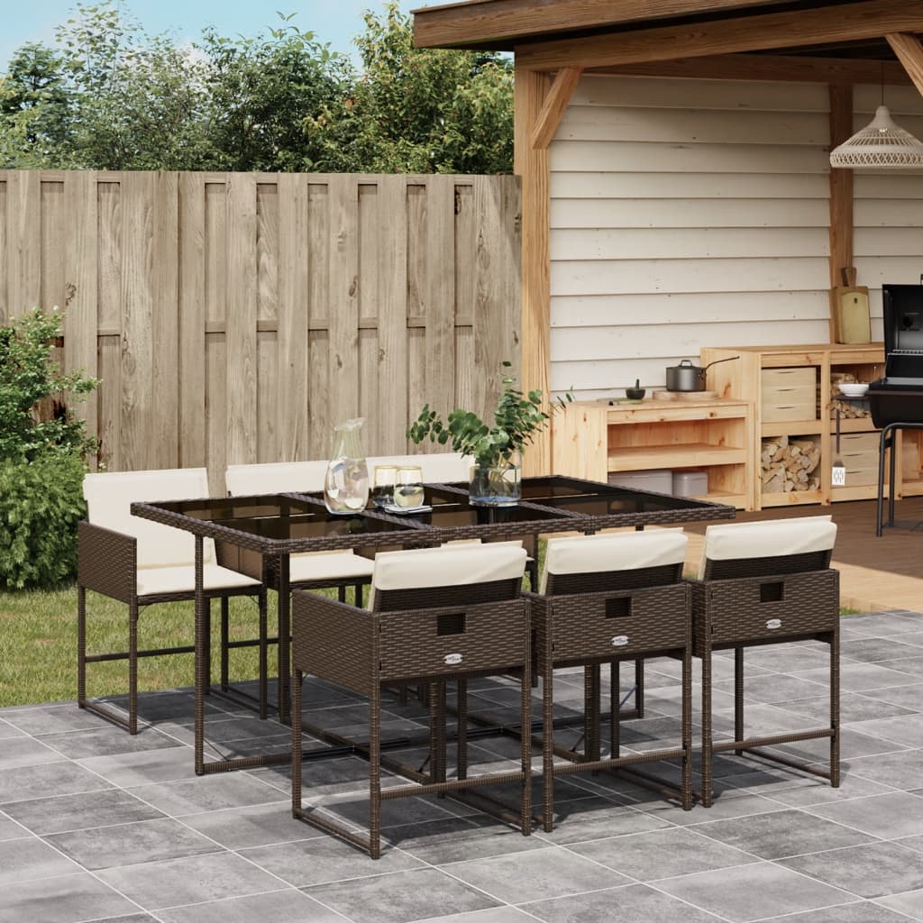 vidaXL 5-delige Tuinset met kussens poly rattan zwart