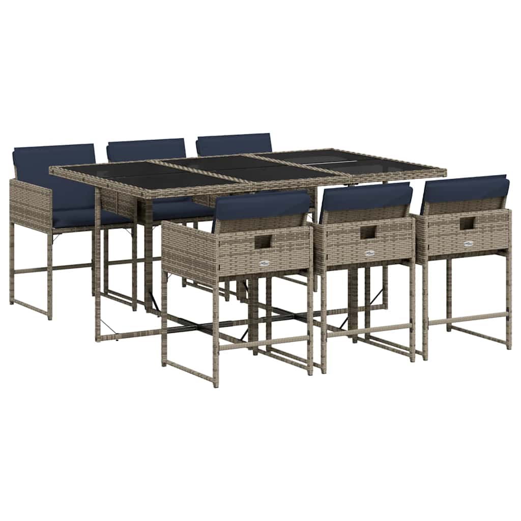vidaXL 5-delige tuinset met kussens, grijs polyrotan