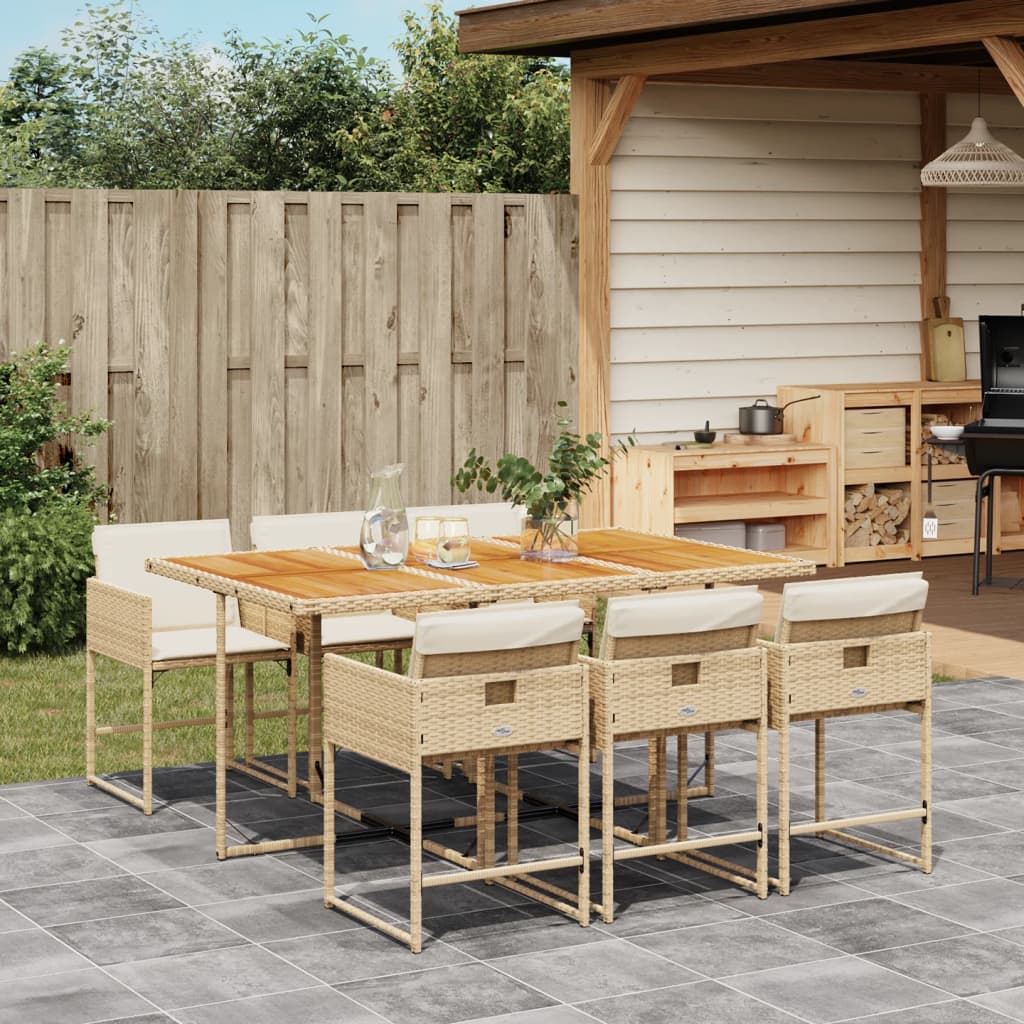 vidaXL 5-delige Tuinset met kussens poly rattan zwart