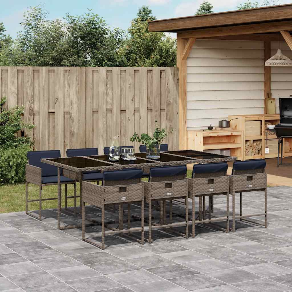 vidaXL 5-delige tuinset met kussens, grijs polyrotan