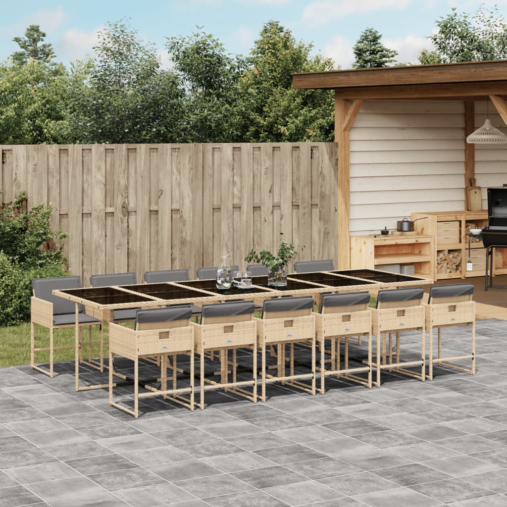 vidaXL 5-delige Tuinset met kussens poly rattan zwart