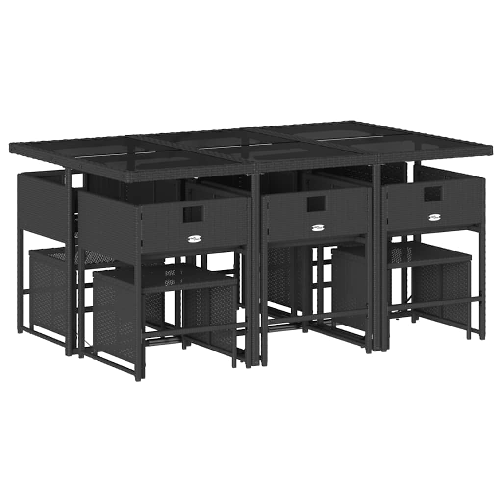 vidaXL 9-delige Tuinset poly rattan zwart