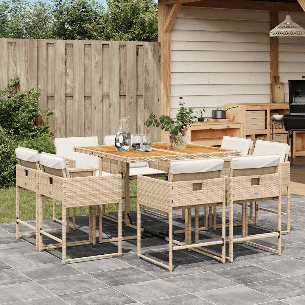 vidaXL 9-delige Tuinset poly rattan zwart