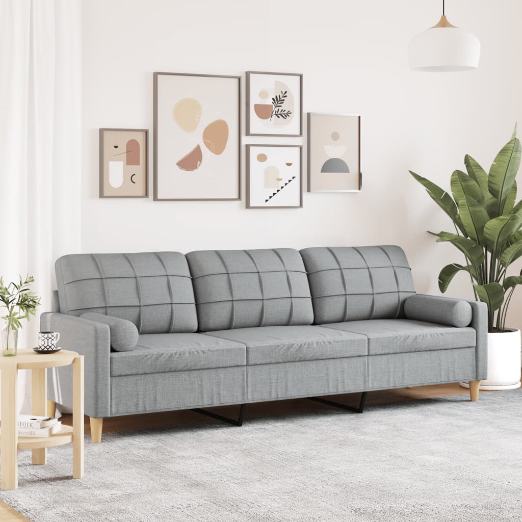 vidaXL Tweezitsbank met sierkussens 120 cm stof lichtgrijs