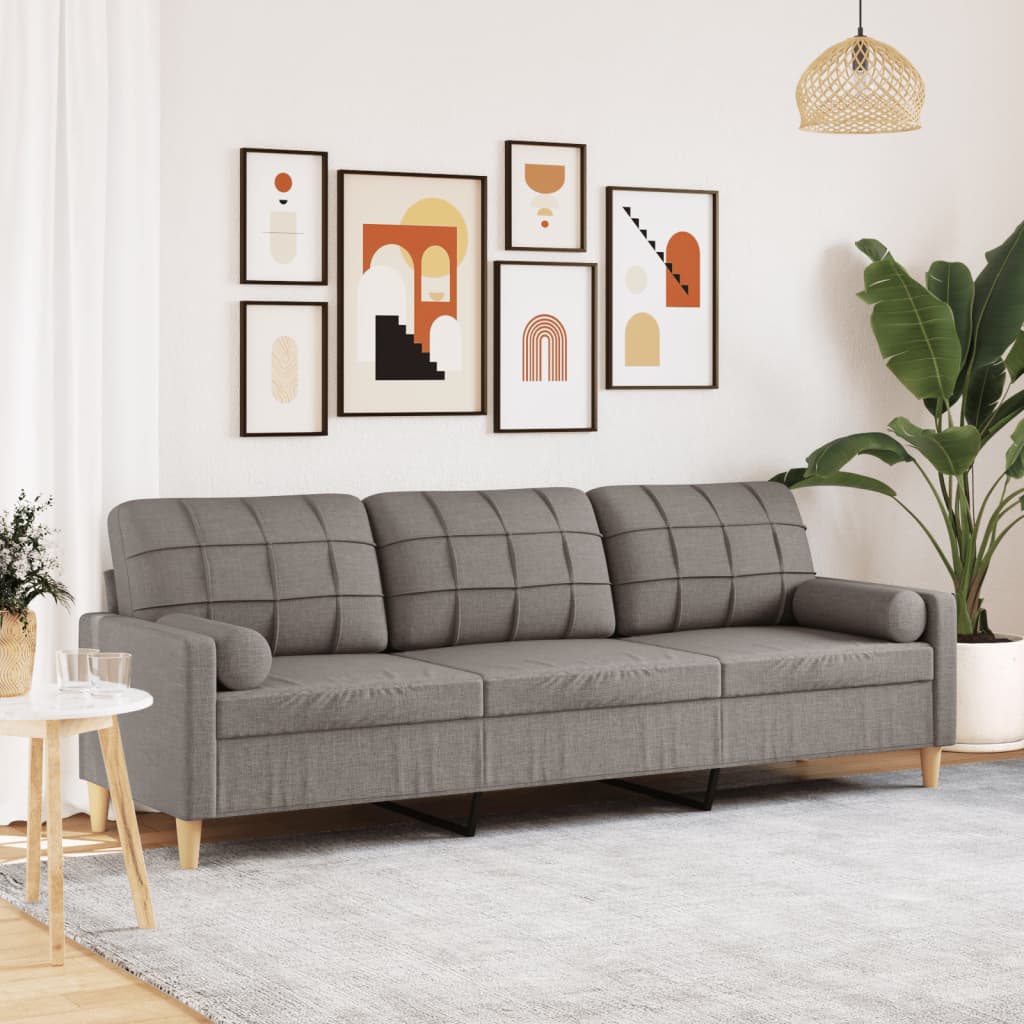 vidaXL Tweezitsbank met sierkussens 120 cm stof lichtgrijs
