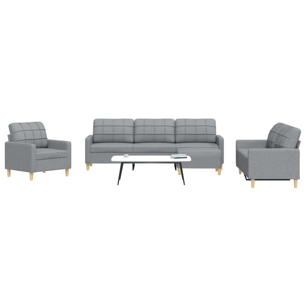vidaXL 3-piece Fabric Lounge Set light grey