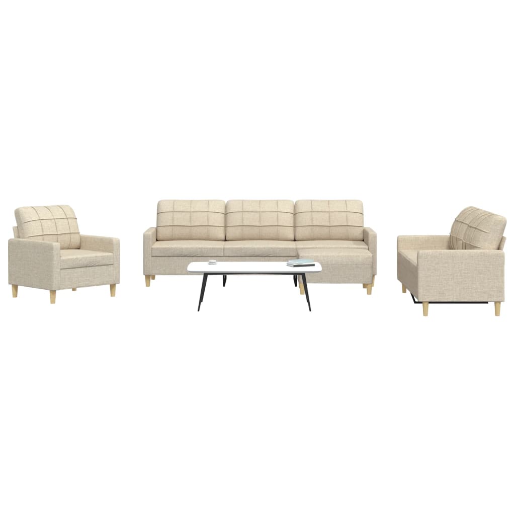 vidaXL 3-piece Fabric Lounge Set light grey
