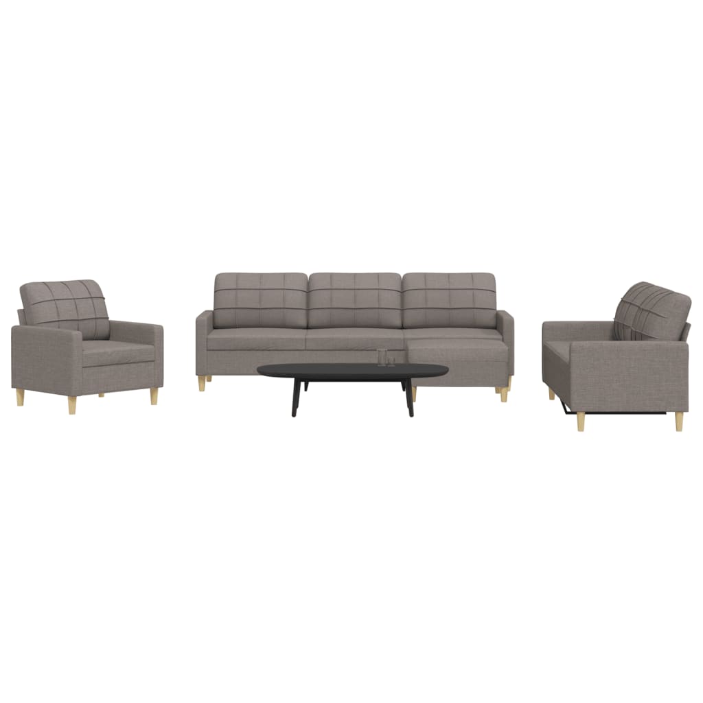 vidaXL 3-piece Fabric Lounge Set light grey