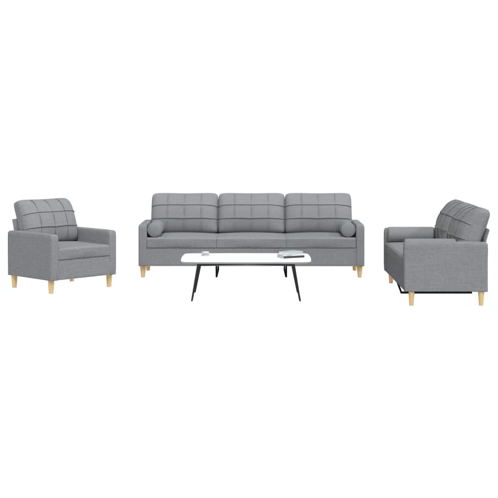 vidaXL 3-piece Fabric Lounge Set light grey