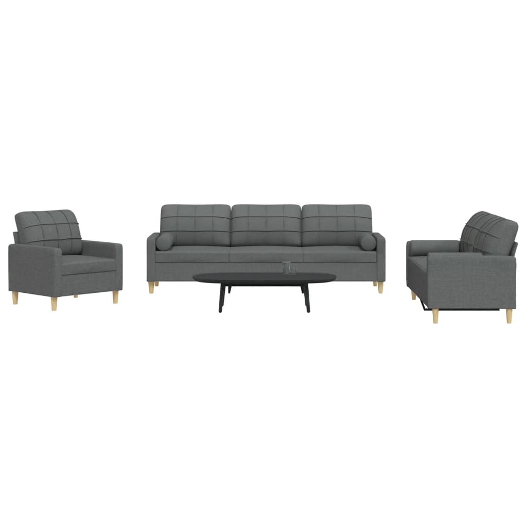 vidaXL 3-piece Fabric Lounge Set light grey