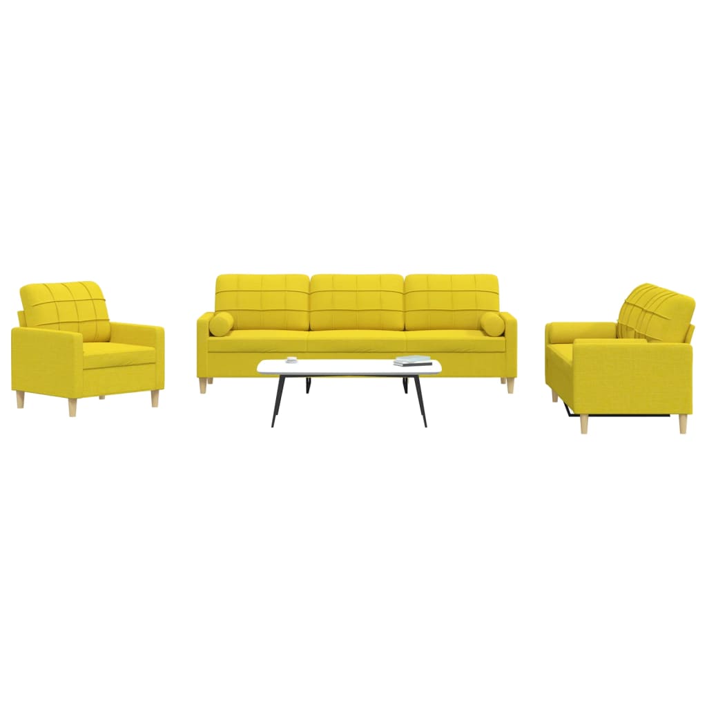 vidaXL 3-piece Fabric Lounge Set light grey