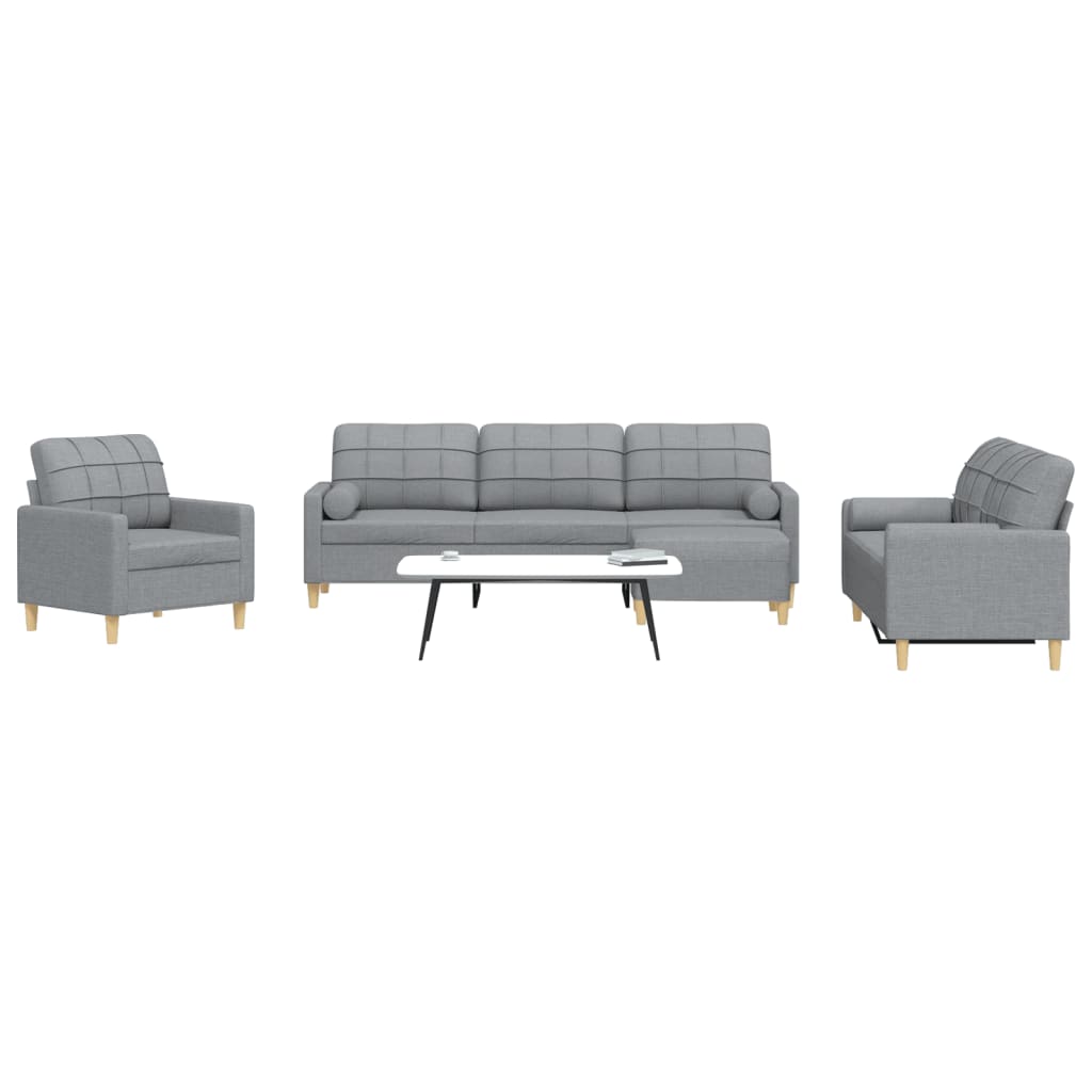 vidaXL 3-piece Fabric Lounge Set light grey