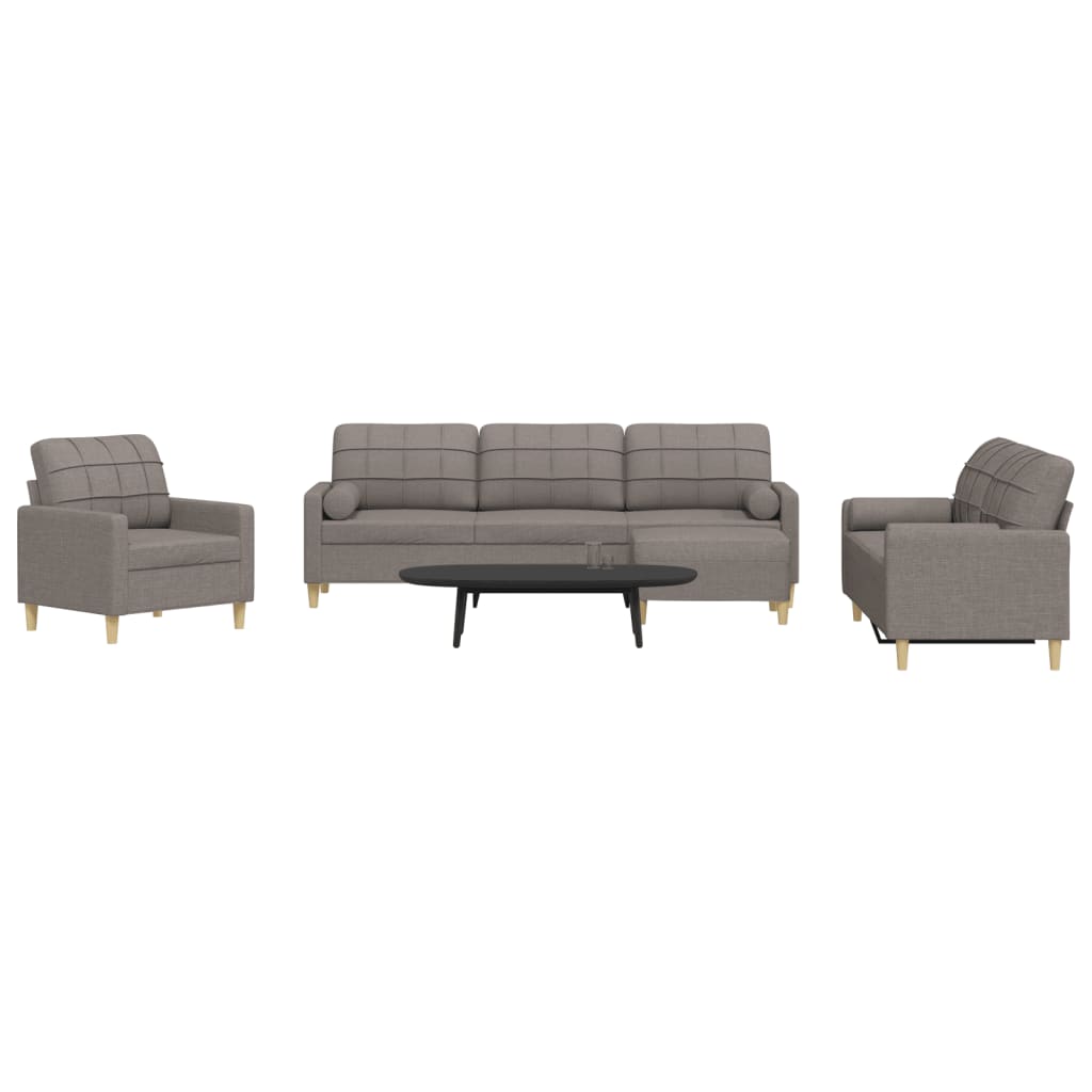 vidaXL 3-piece Fabric Lounge Set light grey