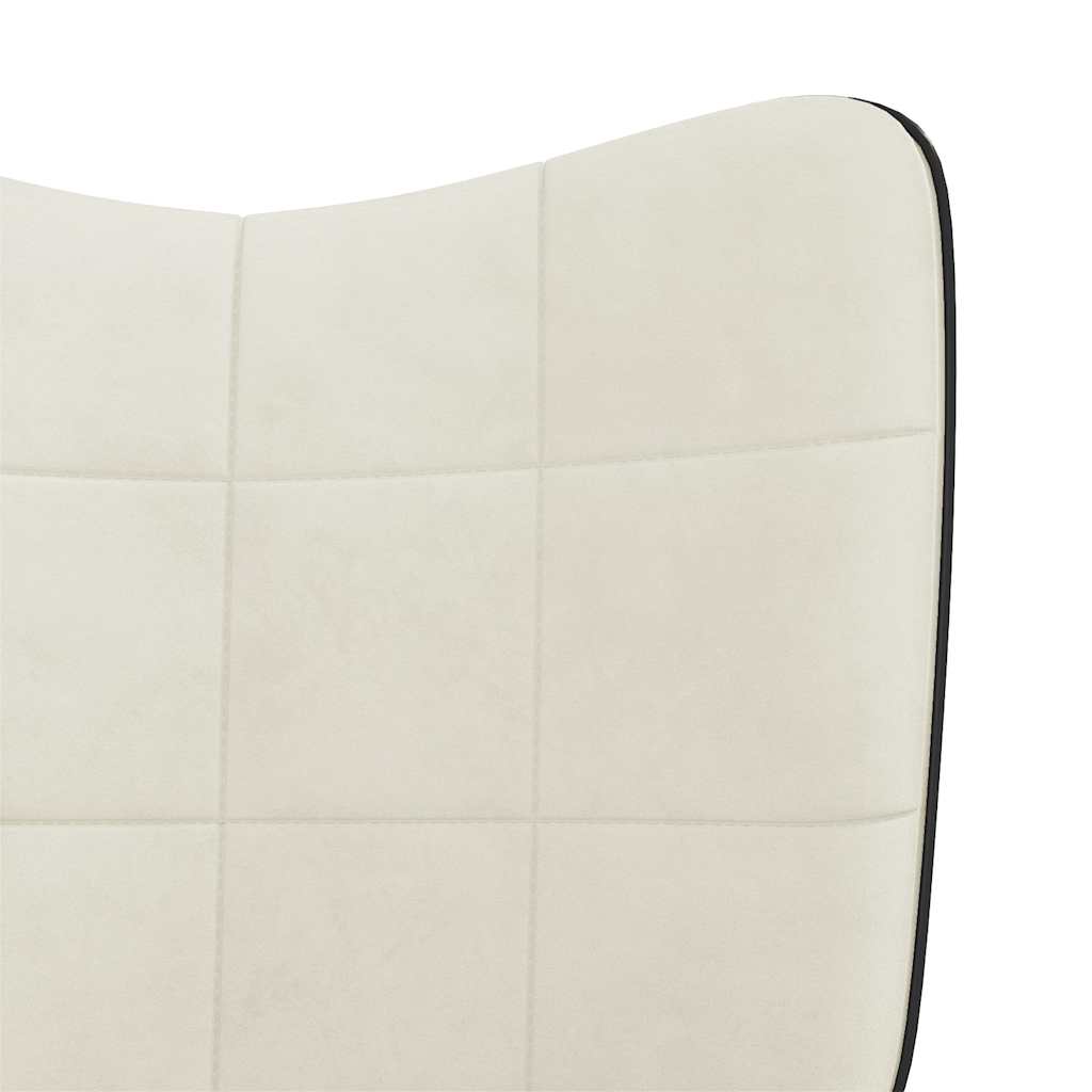 vidaXL Relaxstoel met voetenbank fluweel en PVC crèmewit