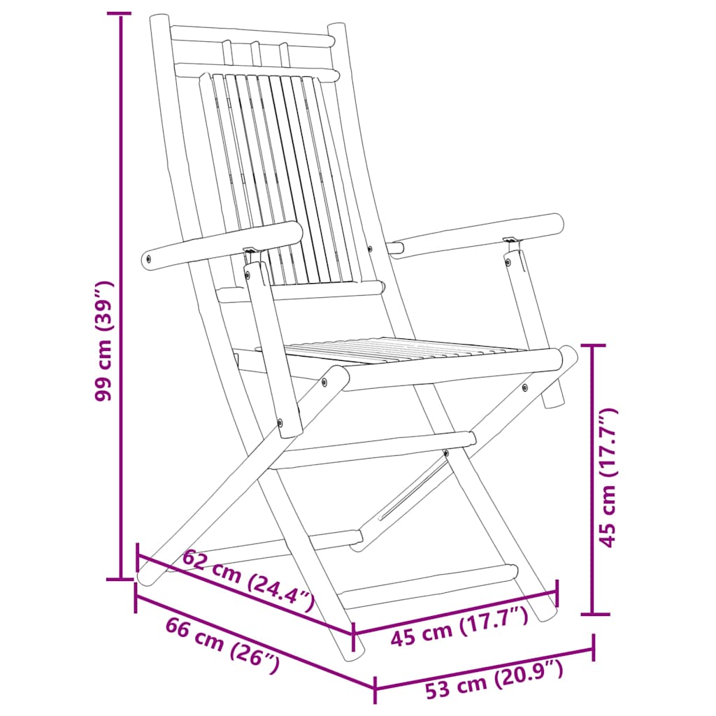 vidaXL 3-delige Bistroset bamboe
