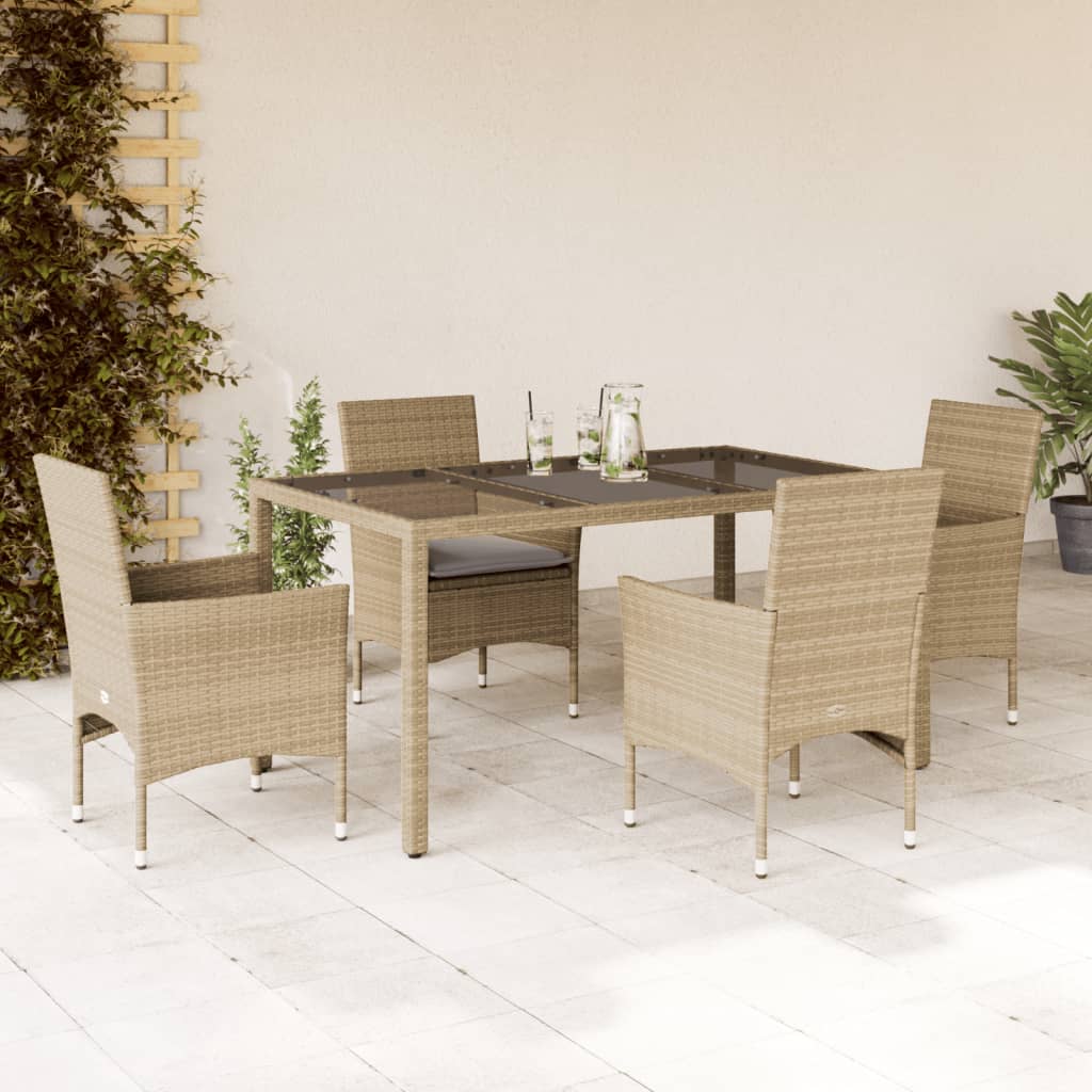vidaXL 3-Piece Garden Lounge Set with Cushions Poly Rattan and Glass Black