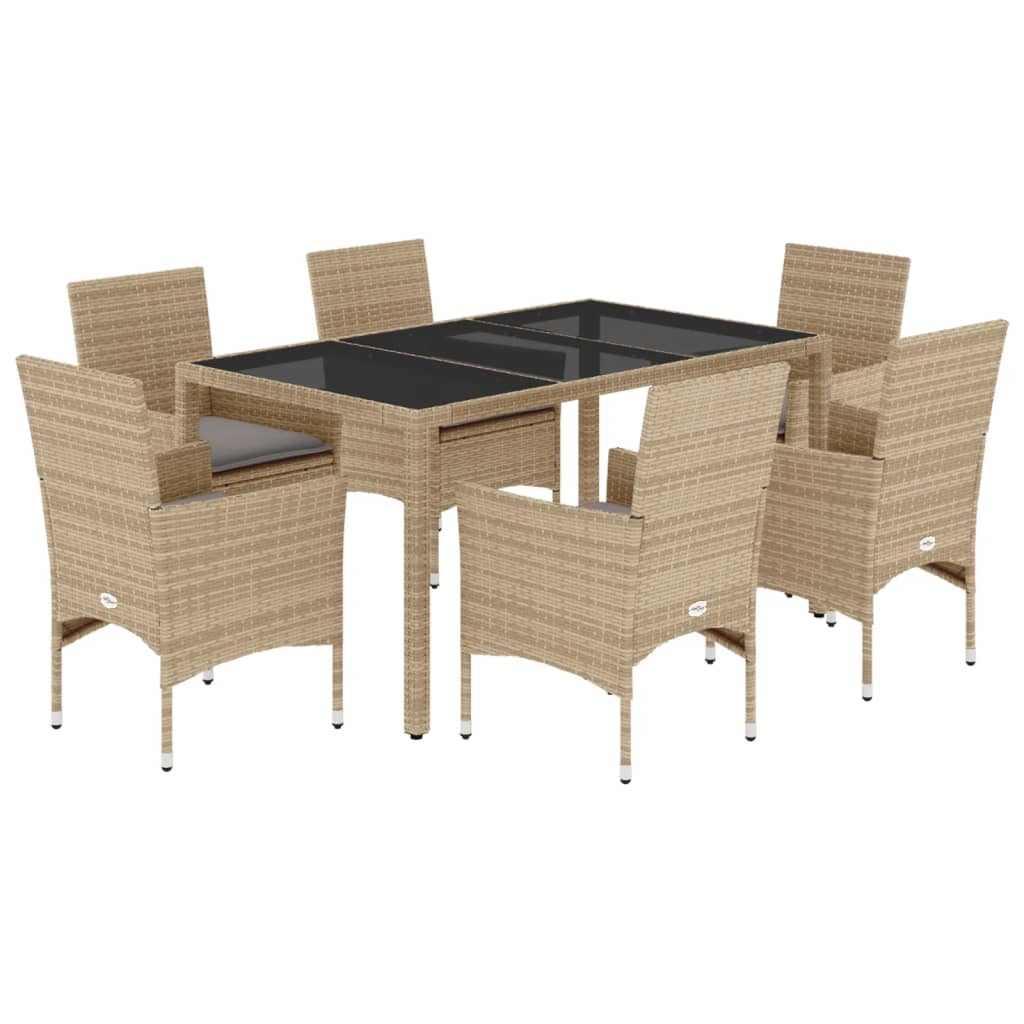 vidaXL 3-Piece Garden Lounge Set with Cushions Poly Rattan and Glass Black