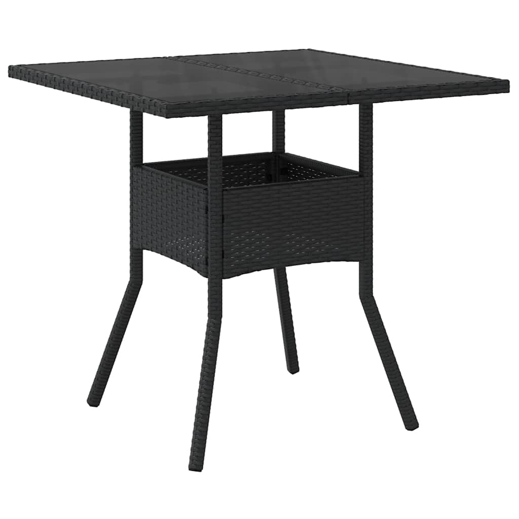 vidaXL 3-delige Tuinset met kussens poly rattan en glas zwart
