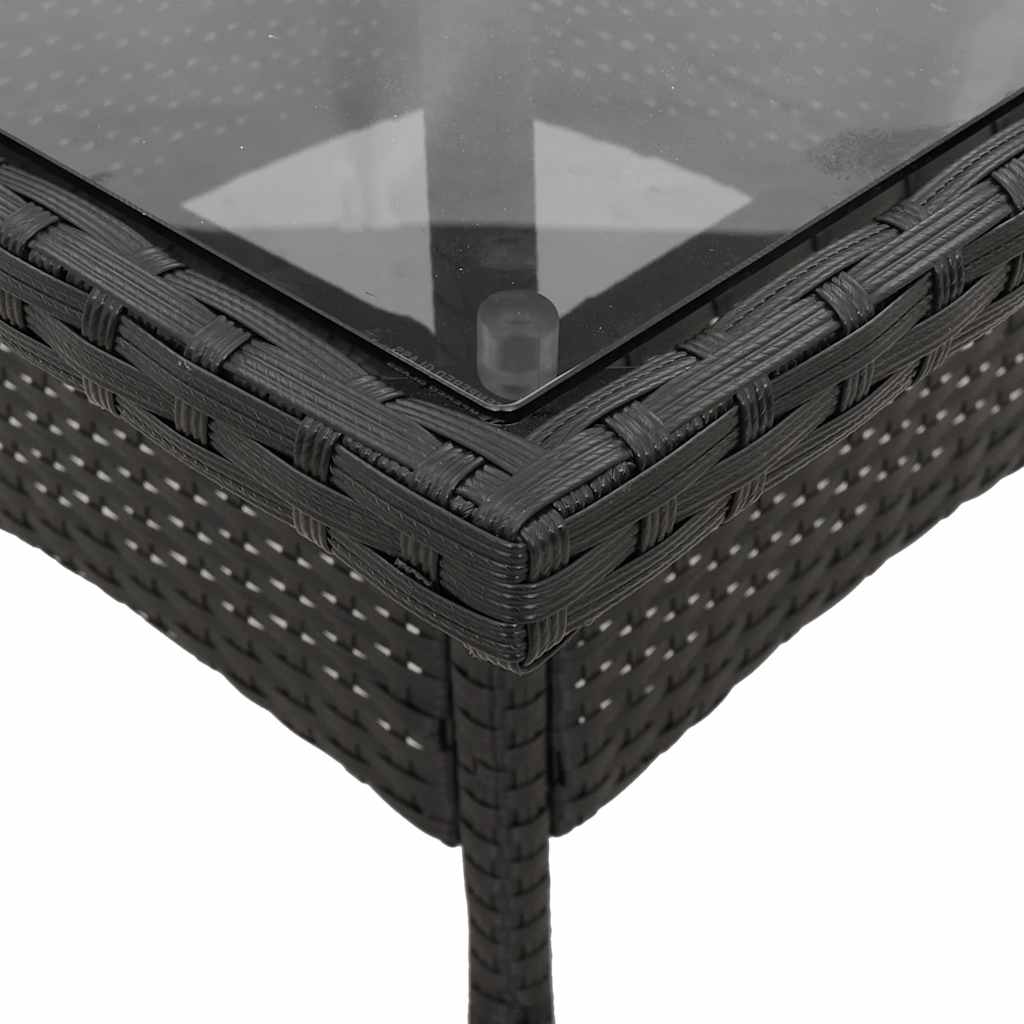vidaXL 3-delige Tuinset met kussens poly rattan en glas zwart
