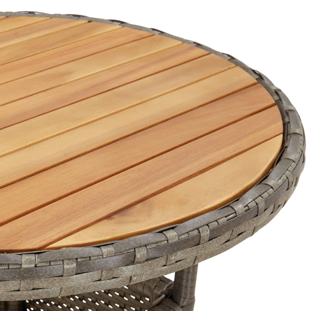 vidaXL 3-delige Tuinset met kussens poly rattan en acaciahout zwart