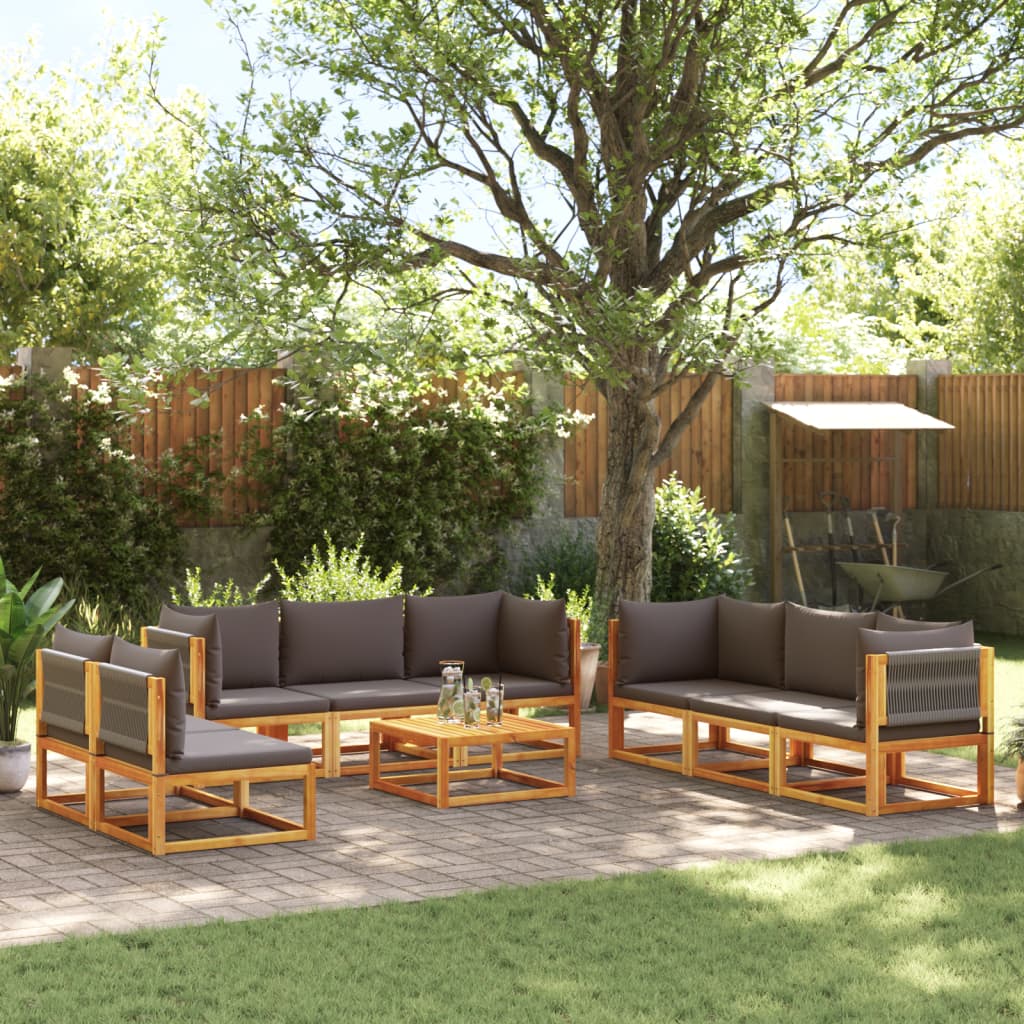 vidaXL 6-delige tuinbankset met kussens acaciahout & touw