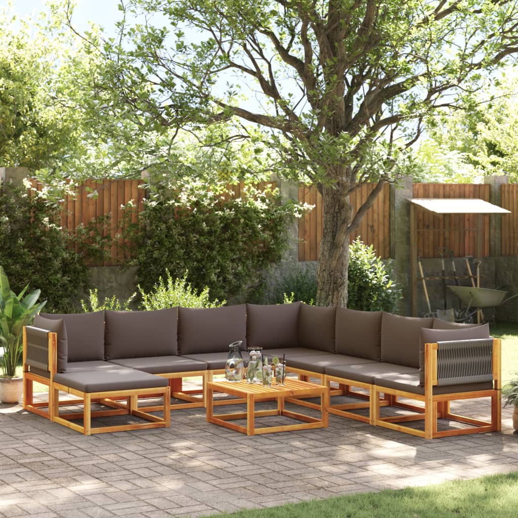 vidaXL 6-delige tuinbankset met kussens acaciahout & touw