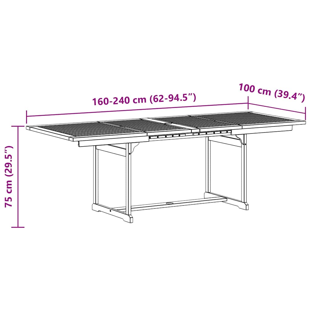 vidaXL 7-delige Tuinset massief acaciahout en textileen