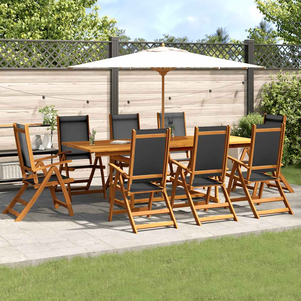 vidaXL 7-delige Tuinset massief acaciahout en textileen