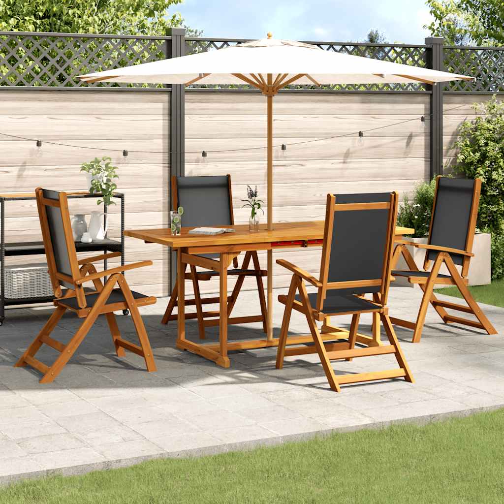 vidaXL 5-piece Garden Dining Set Solid Acacia Wood and Textilene