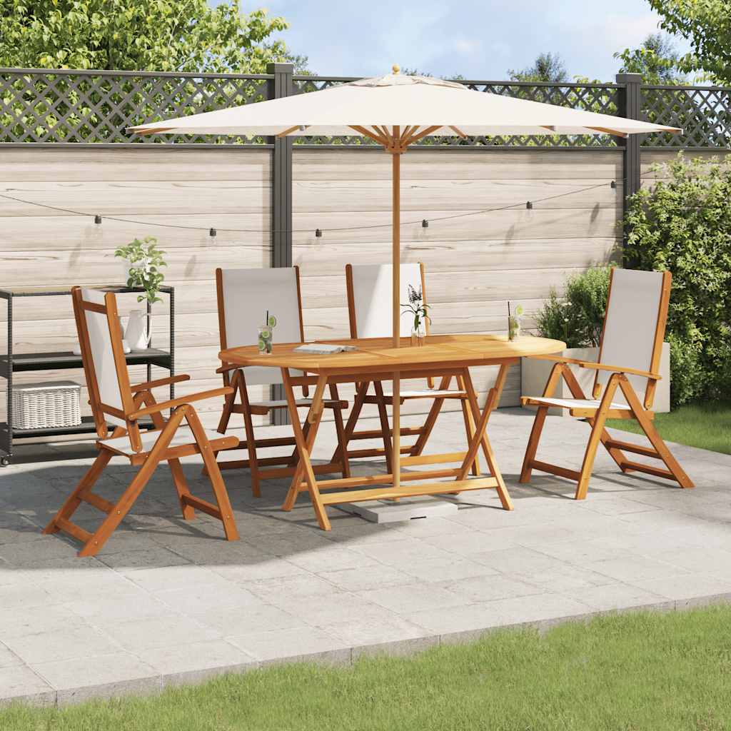 vidaXL 5-delige Tuinset massief acaciahout en textileen