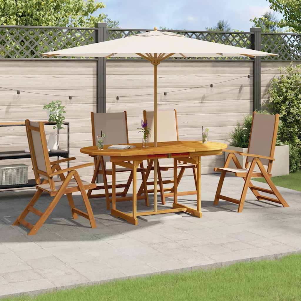 vidaXL 5-piece Garden Dining Set Solid Acacia Wood and Textilene