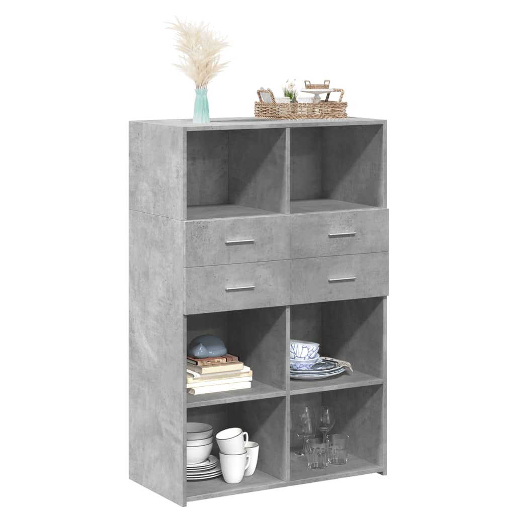 vidaXL Hoge kast 80x42,5x124 cm bewerkt hout wit