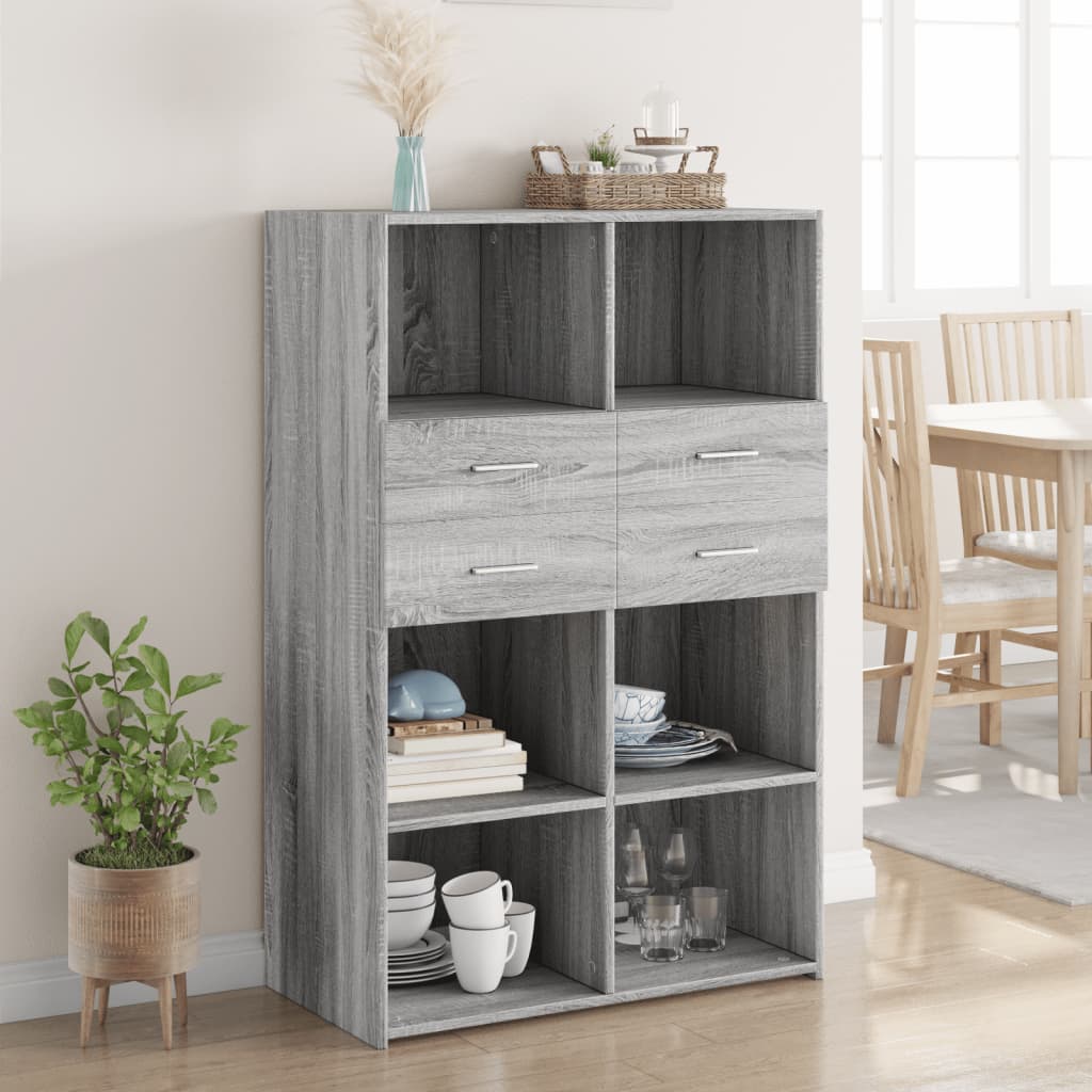 vidaXL Hoge kast 80x42,5x124 cm bewerkt hout wit