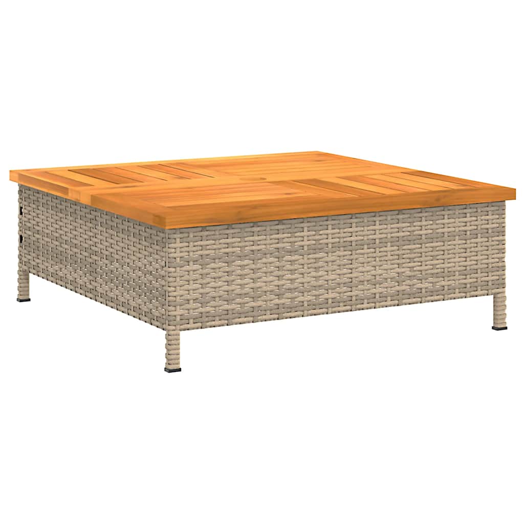 vidaXL Tuintafel 70x70x25 cm poly rattan en acaciahout zwart