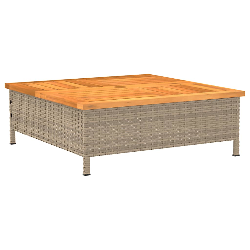 vidaXL Tuintafel 70x70x25 cm poly rattan en acaciahout zwart