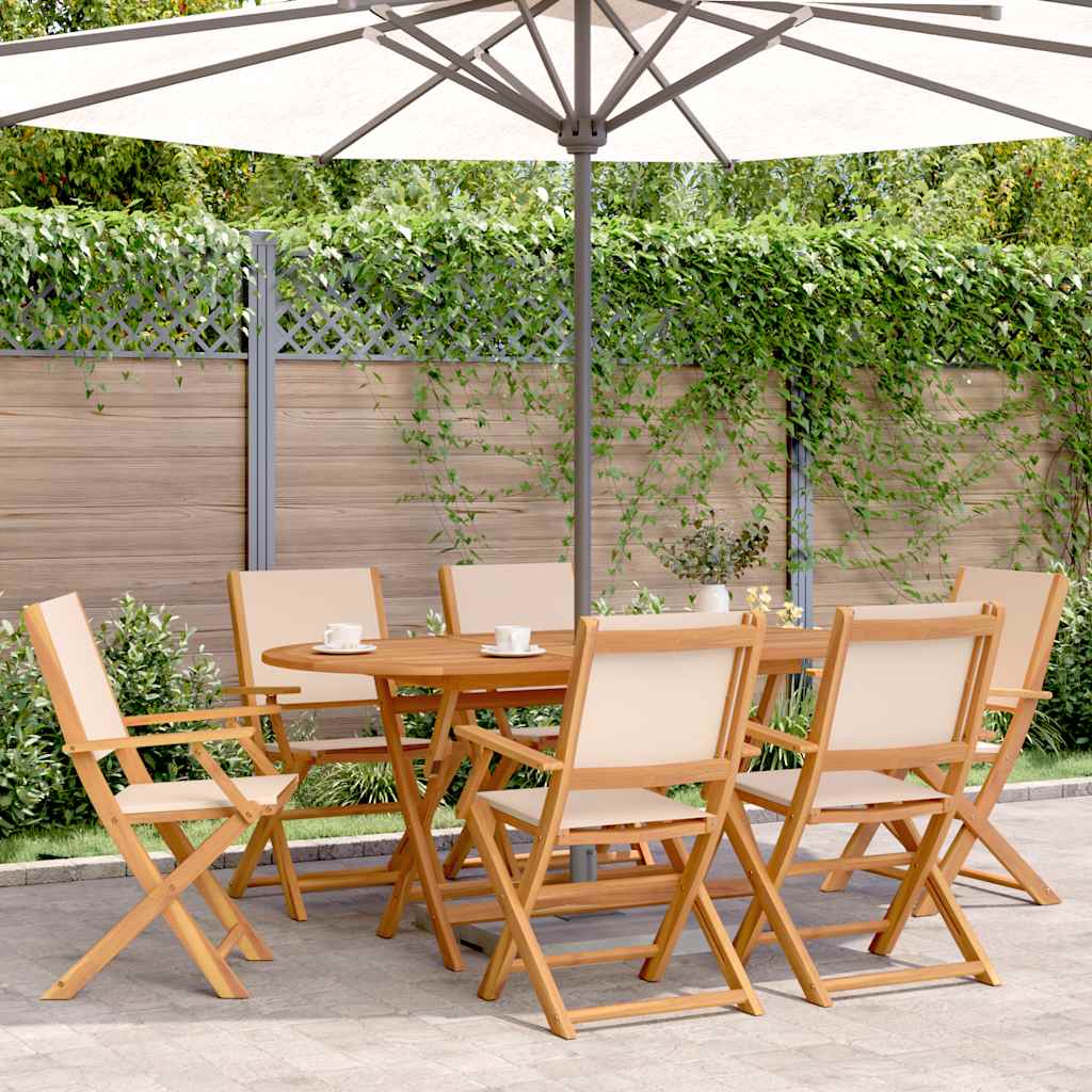 vidaXL 7-delige Tuinset massief hout en stof crèmewit