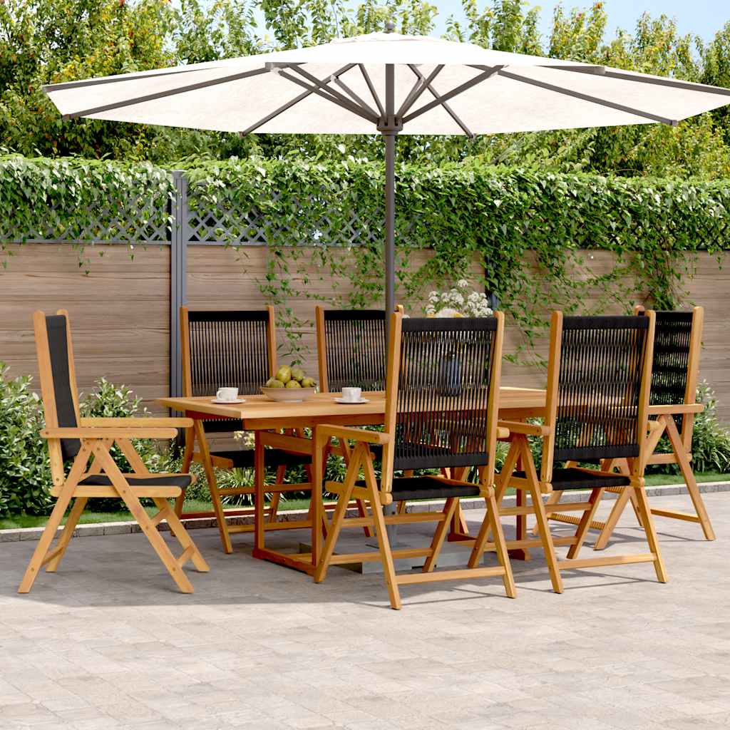 vidaXL 7-delige Tuinset polypropeen en massief hout zwart