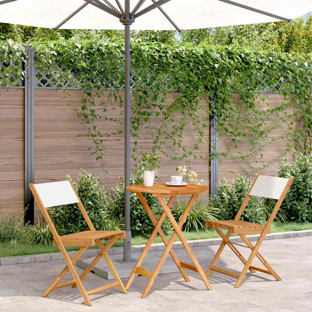 vidaXL 3-Piece Bistro Set Fabric and Solid Wood Cream