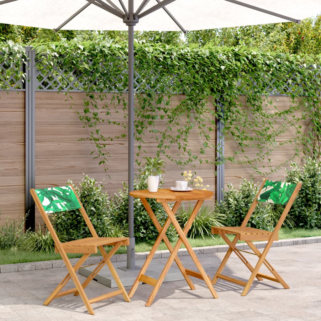 vidaXL 3-Piece Bistro Set Fabric and Solid Wood Cream