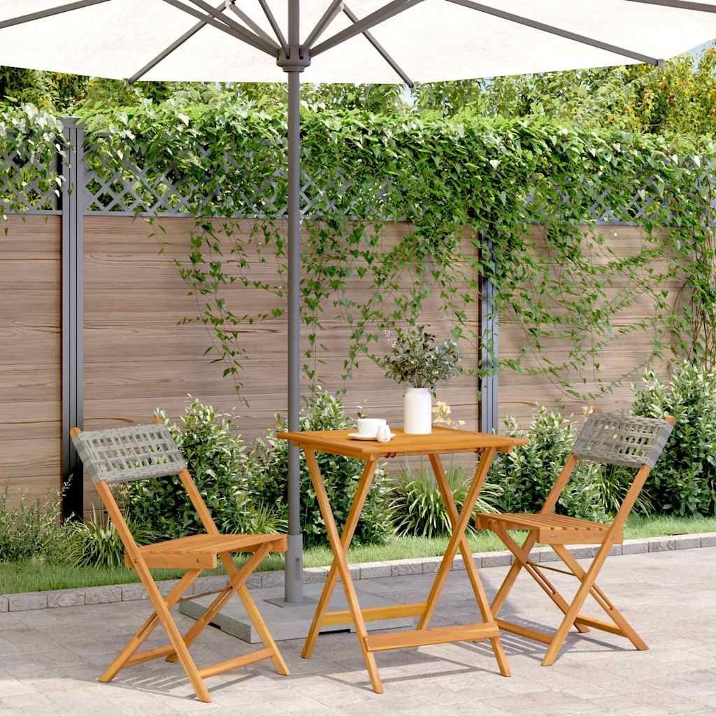 vidaXL 3-delige Bistroset poly rattan en massief hout zwart