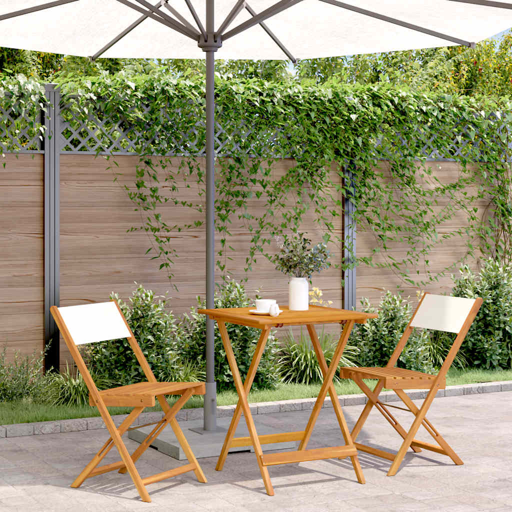 vidaXL 3-Piece Bistro Set Fabric and Solid Wood Cream