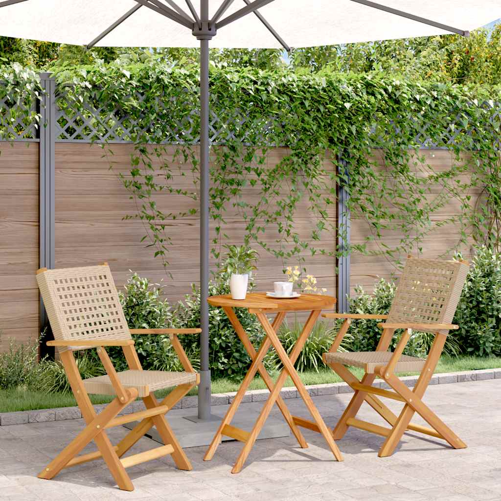 vidaXL 3-delige Bistroset poly rattan en massief hout zwart