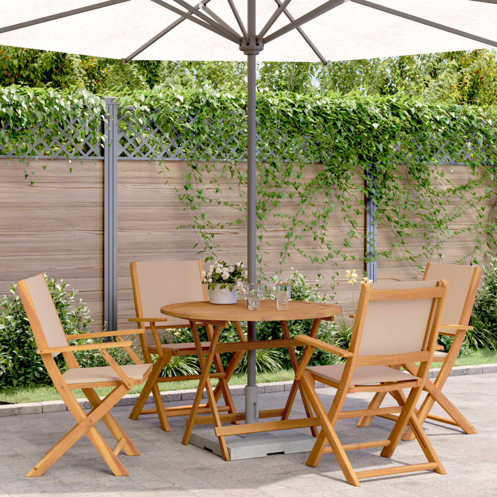 vidaXL 3-delige Bistroset stof en massief hout crèmewit